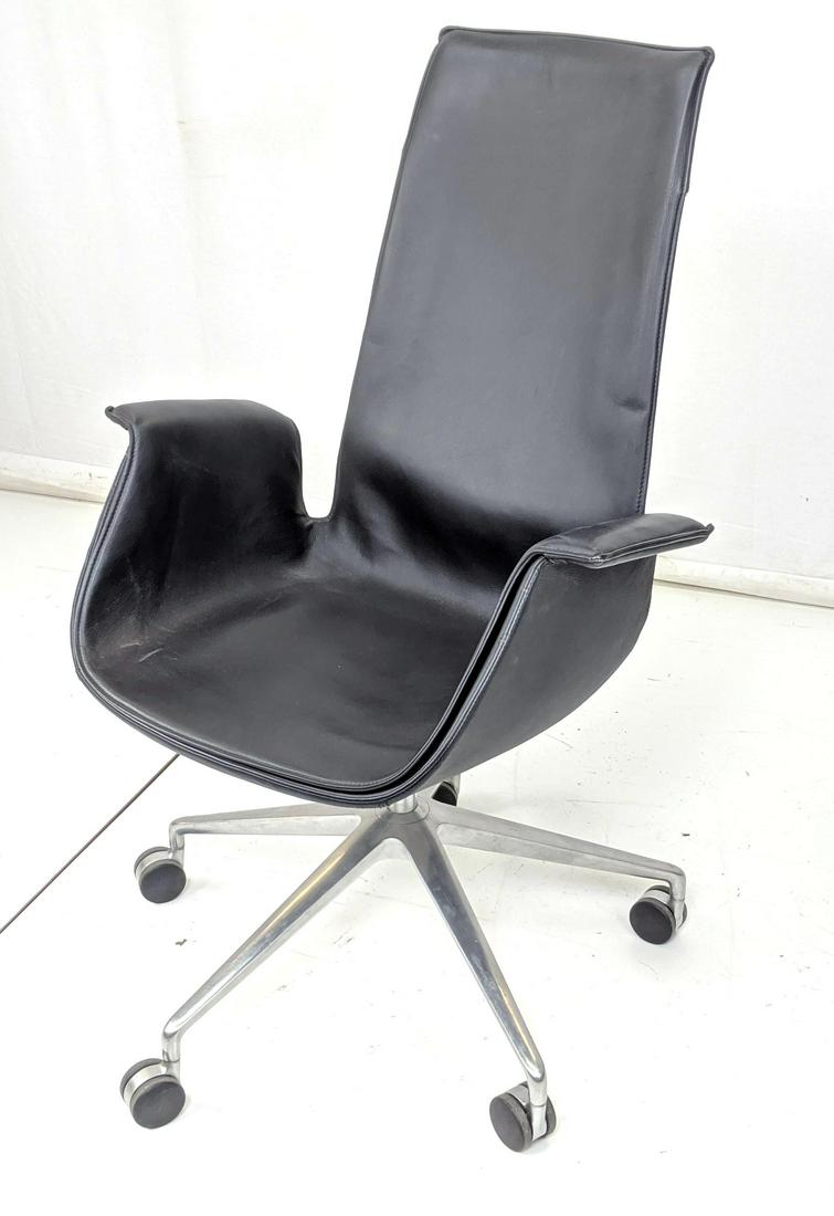 Modernist Black Leather Rolling Office Chair. 5 l (1 of 7)