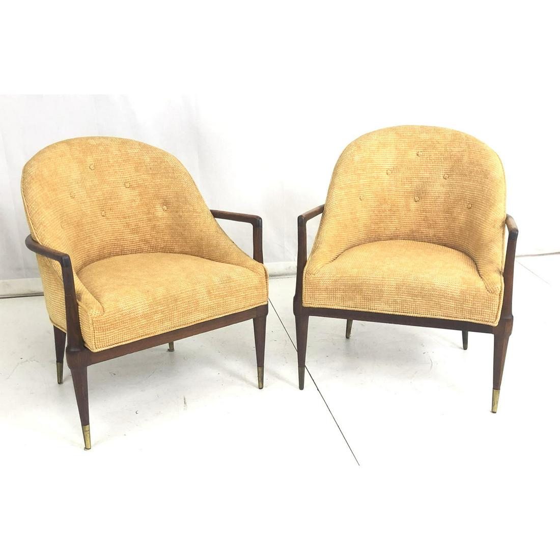 Pr Modernist Barrel Back Lounge Chairs. Yellow & (1 of 10)