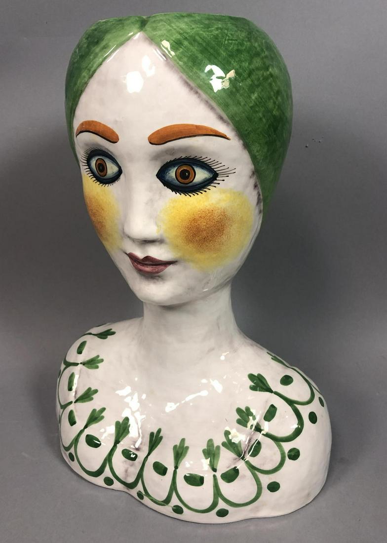 HORCHOW Italian Pottery Lady Bust Face Sculpture. (1 of 7)