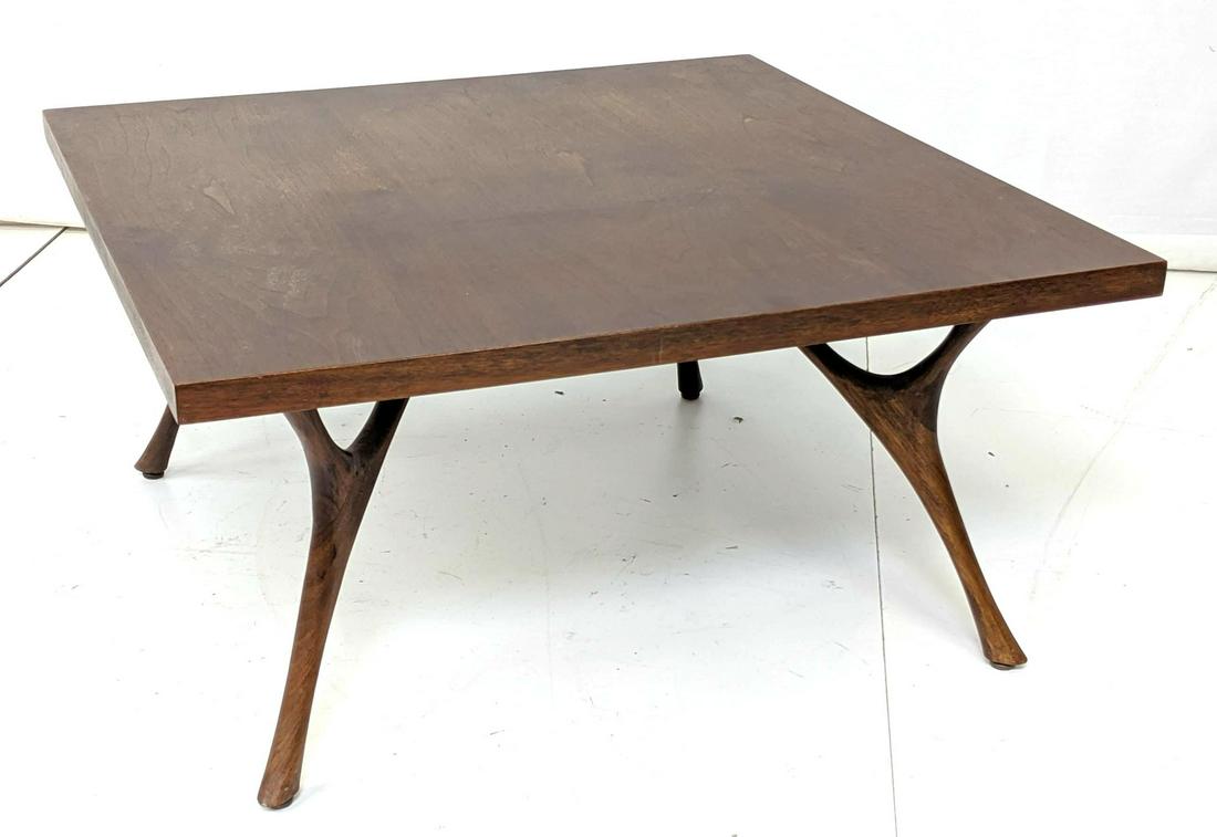 American Modern Walnut Coffee Table w Sculpted Ta (1 of 10)