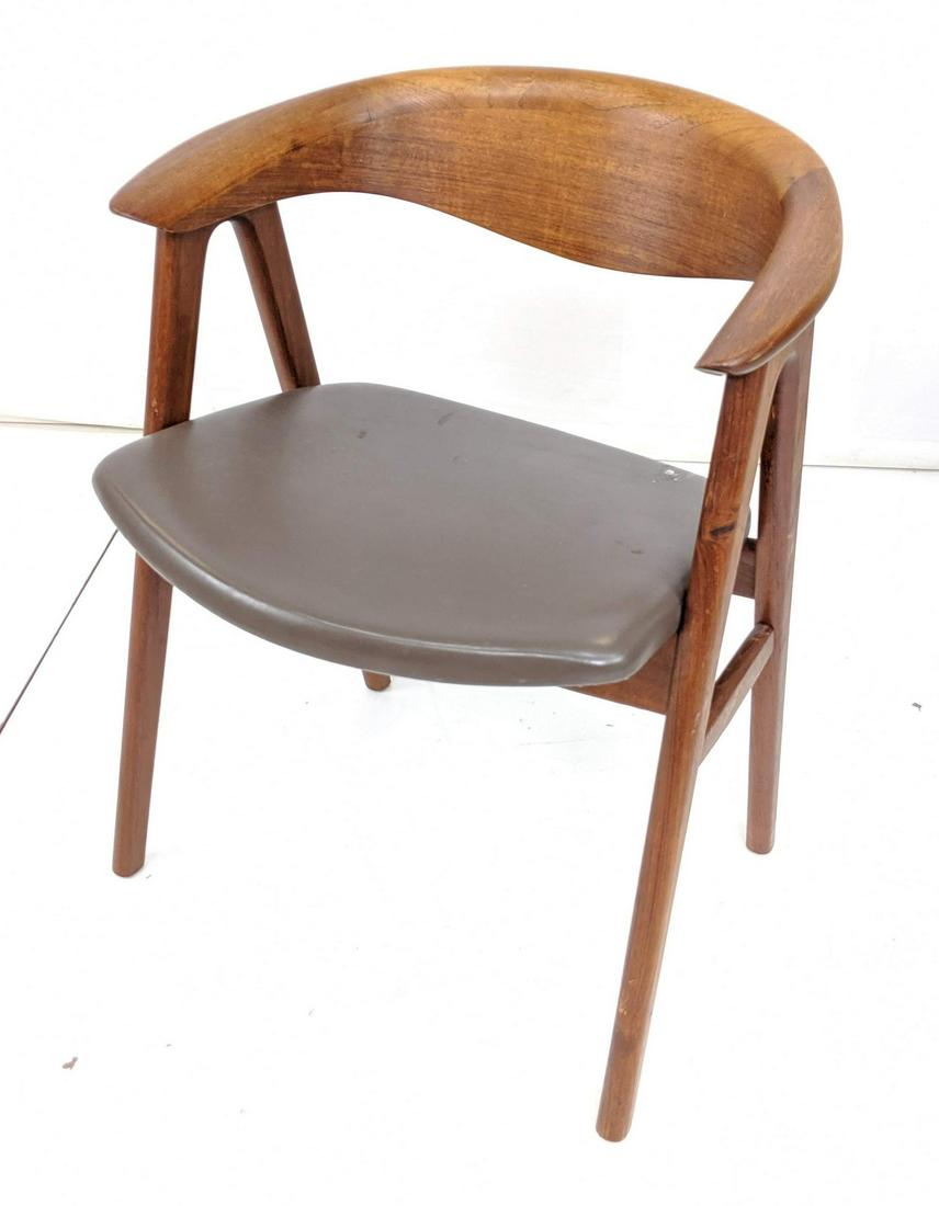 Danish Modern Teak Barrel Back Side Chair. Vinyl (1 of 11)