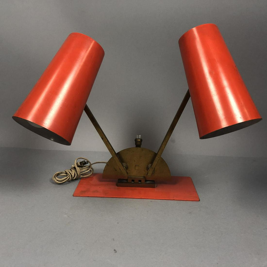 Modernist Orange Enamel Brass Double Arm Table La (1 of 11)