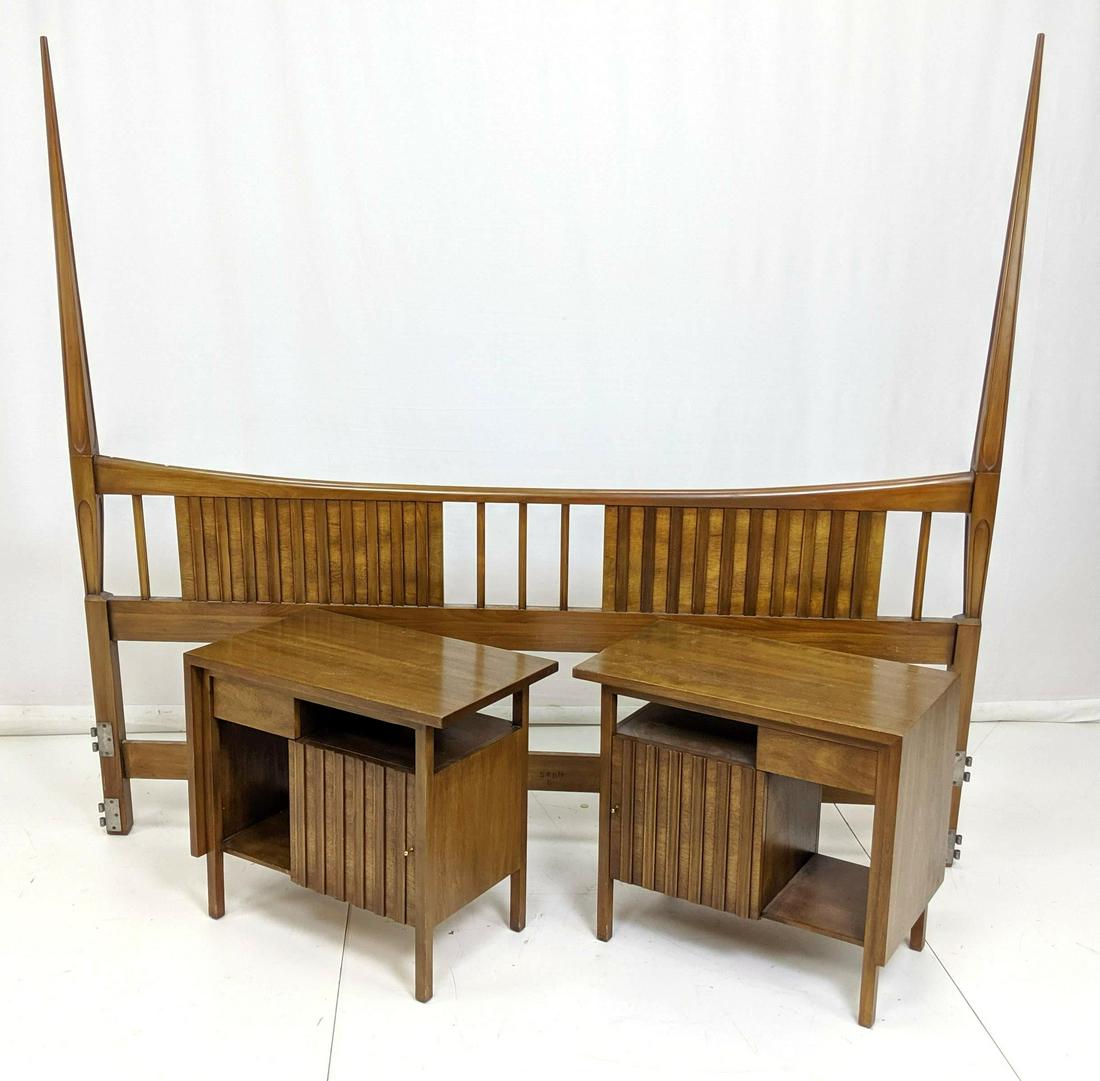 3pc JOHN WIDDICOMB Pr Night Stands & King Headboa (1 of 19)