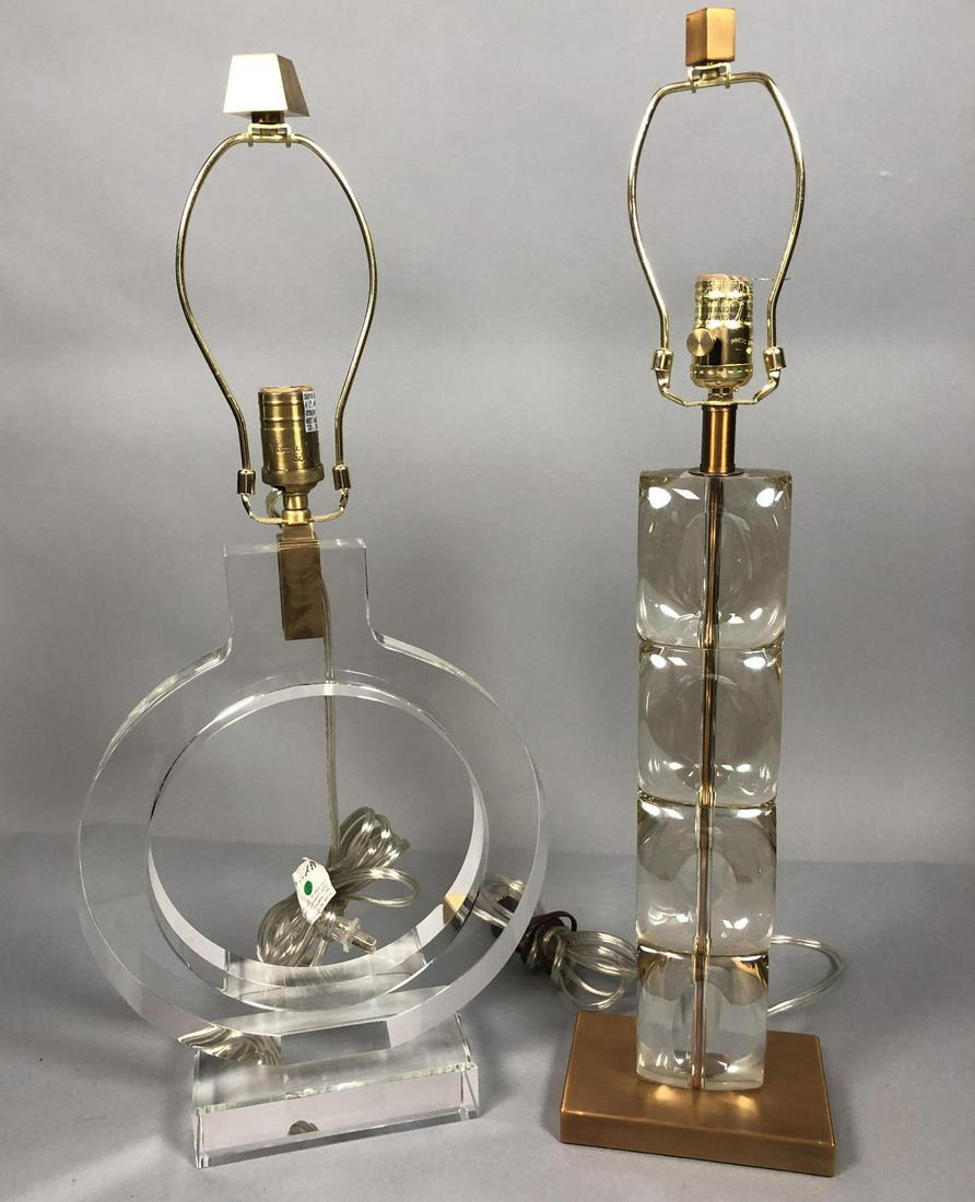 2pc Modernist Glass Decorator Table Lamps. Heavy. (1 of 8)