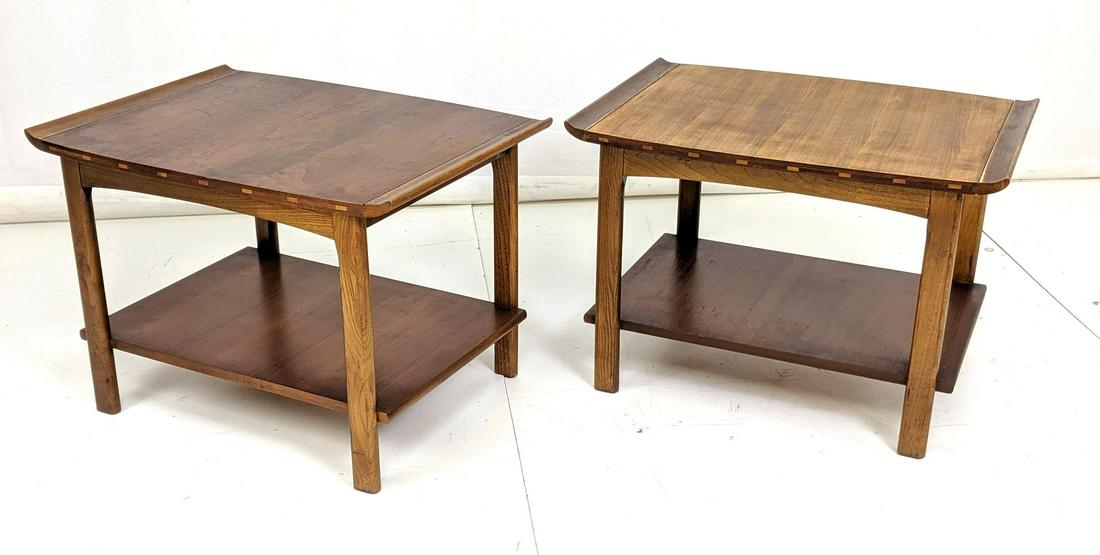 Pr Lane End Tables Flared Edges with slat decorat (1 of 11)