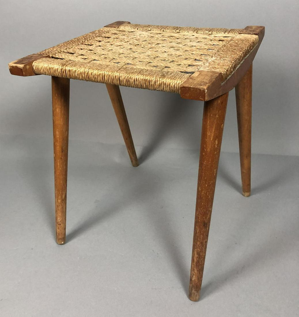 Small Woven Stool Tapered Leg. FRAVCO Yugoslavia (1 of 7)