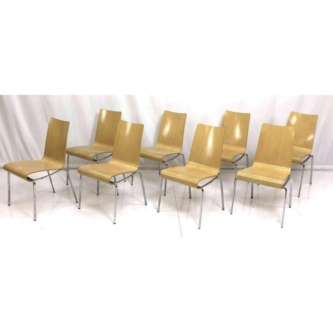 Set 8 PLANK Laminated Wood Side Dining Chairs. Ne (1 of 8)