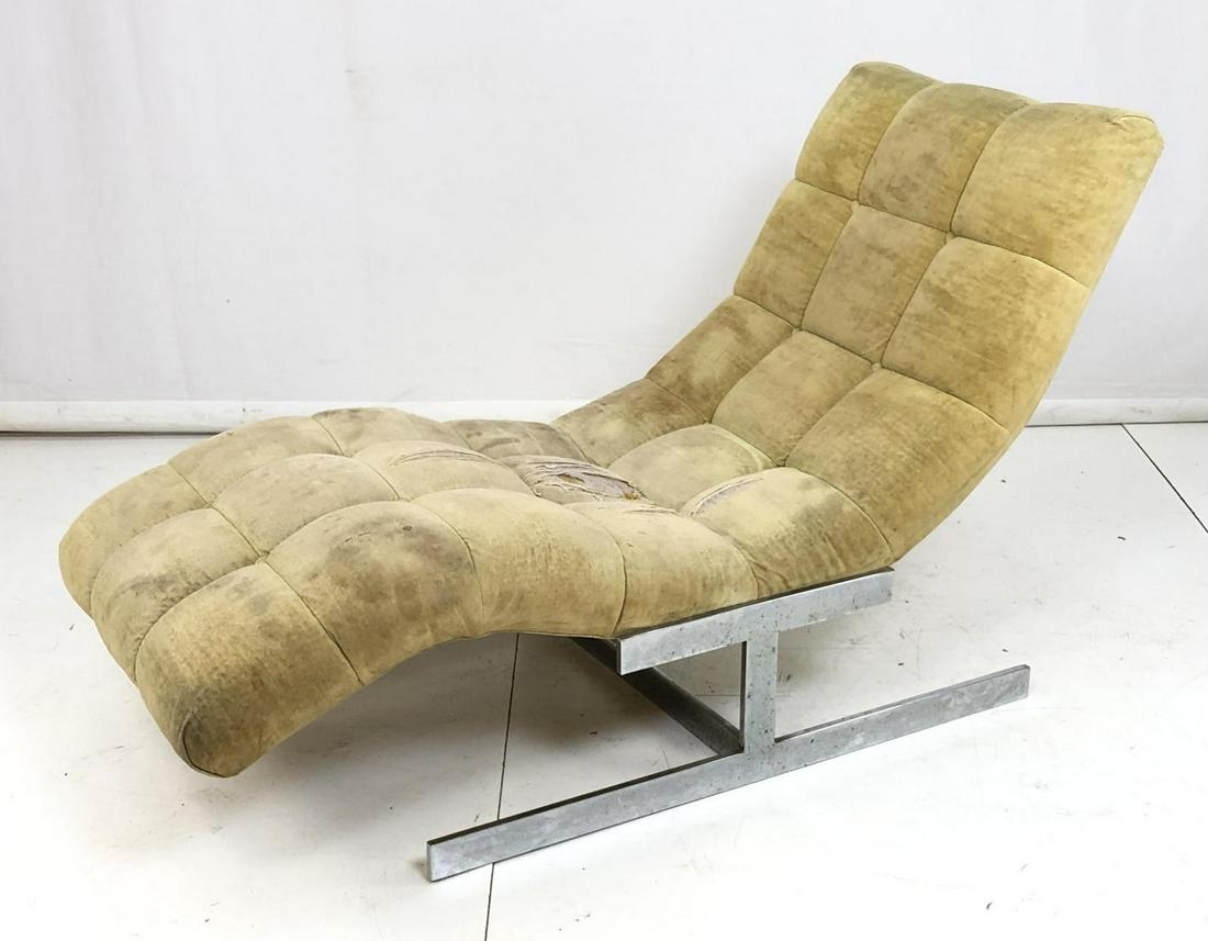 MILO BAUGHMAN style Chaise Lounge Chair. Chrome b (1 of 10)