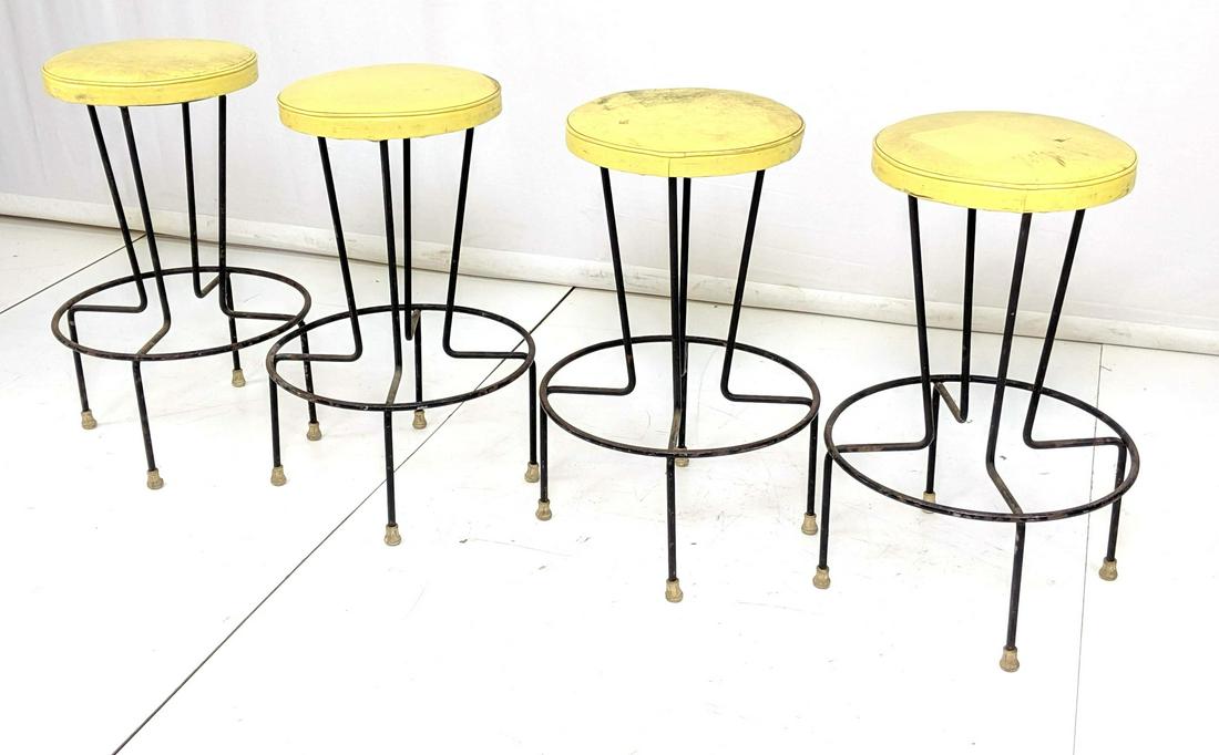 Set 4 Weinberg Iron Hairpin Barstools. Yellow Vin (1 of 12)