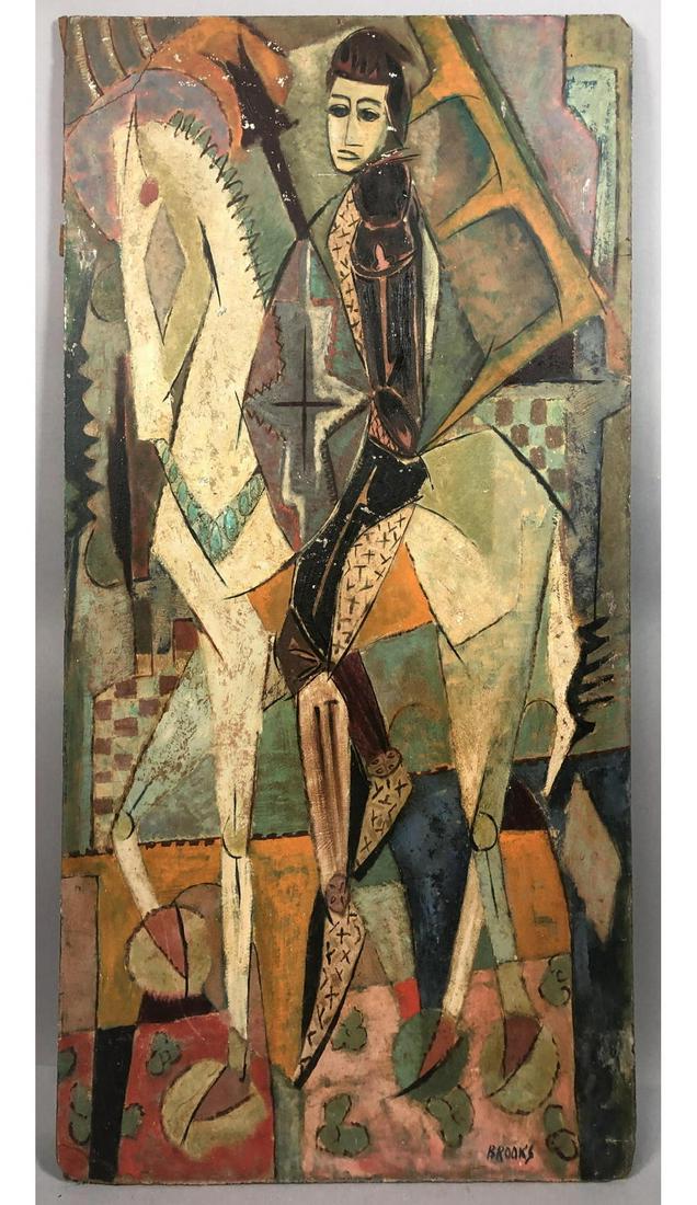 BROOKS Modernist Abstract Figural Oil on Board. M (1 of 11)