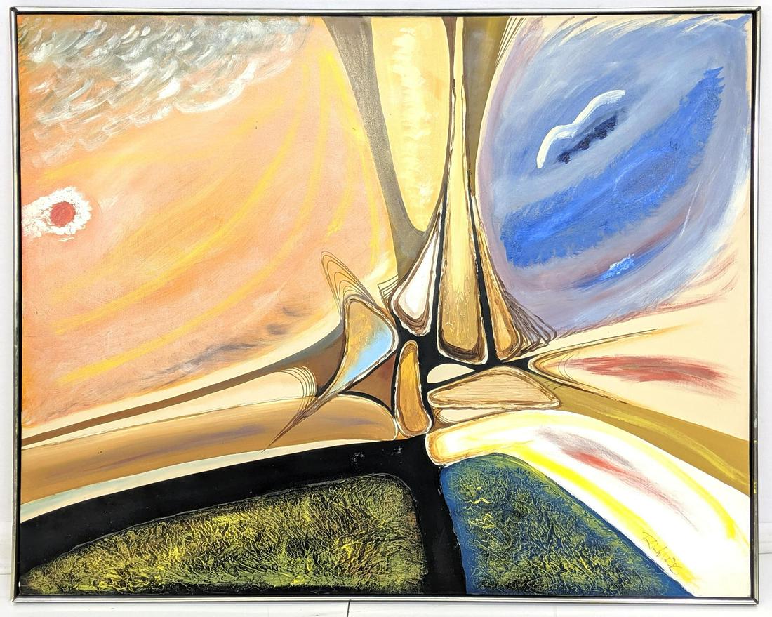 RICHARDS Modernist Abstract Textured Oil Painting (1 of 8)