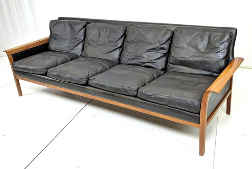 Hans Olsen Danish Modern Rosewood Couch Black Le Hans Olsen Danish Modern Rosewood Couch Black Le