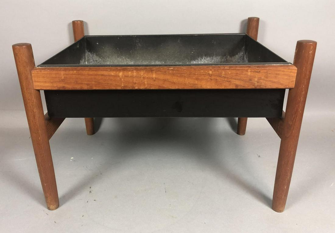 Danish Modern Teak Black Metal Planter Table. (1 of 8)