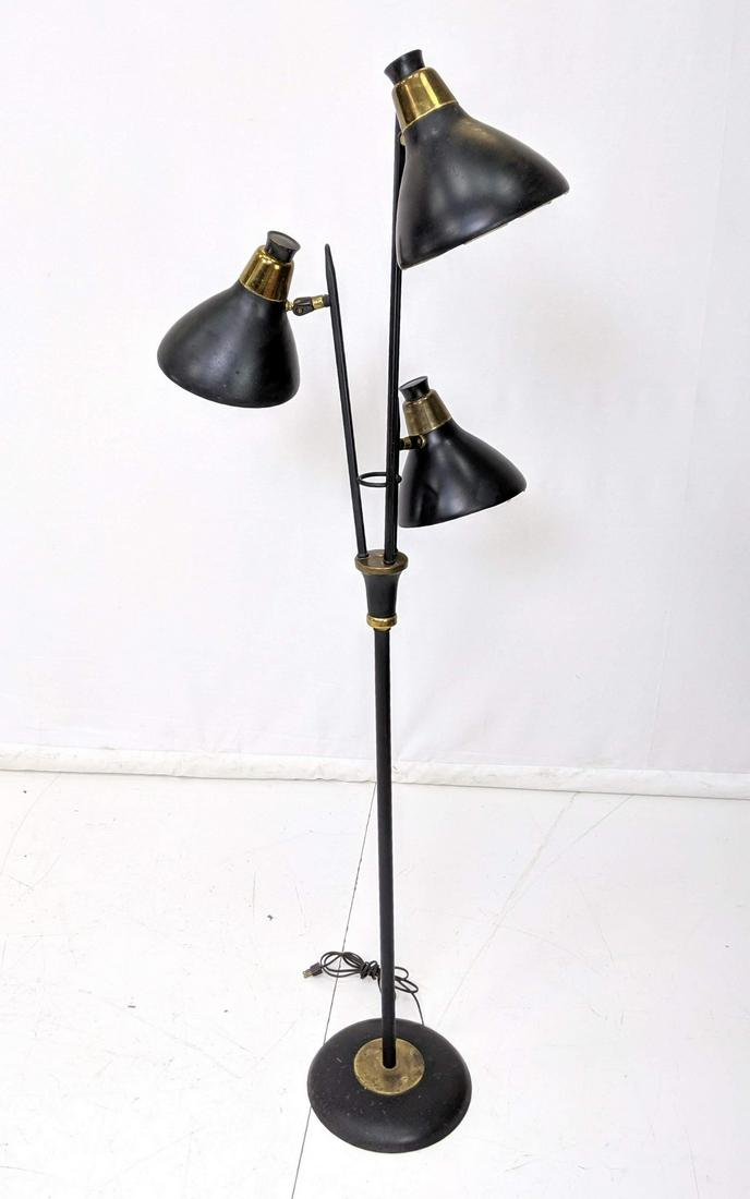 Black Enamel Brass 3 Shade Modernist Floor Lamp. (1 of 9)