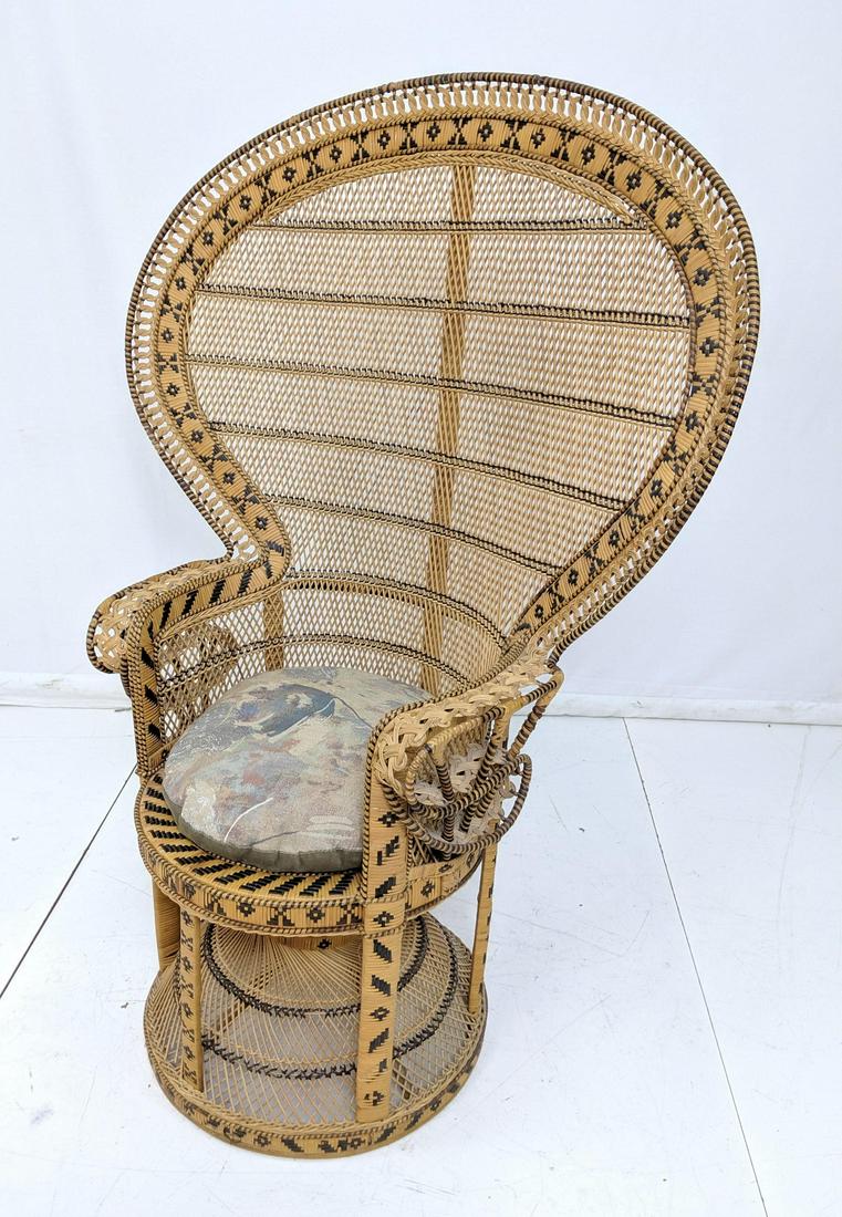 Woven Rattan Maharaja style Chair. Oversized back (1 of 8)