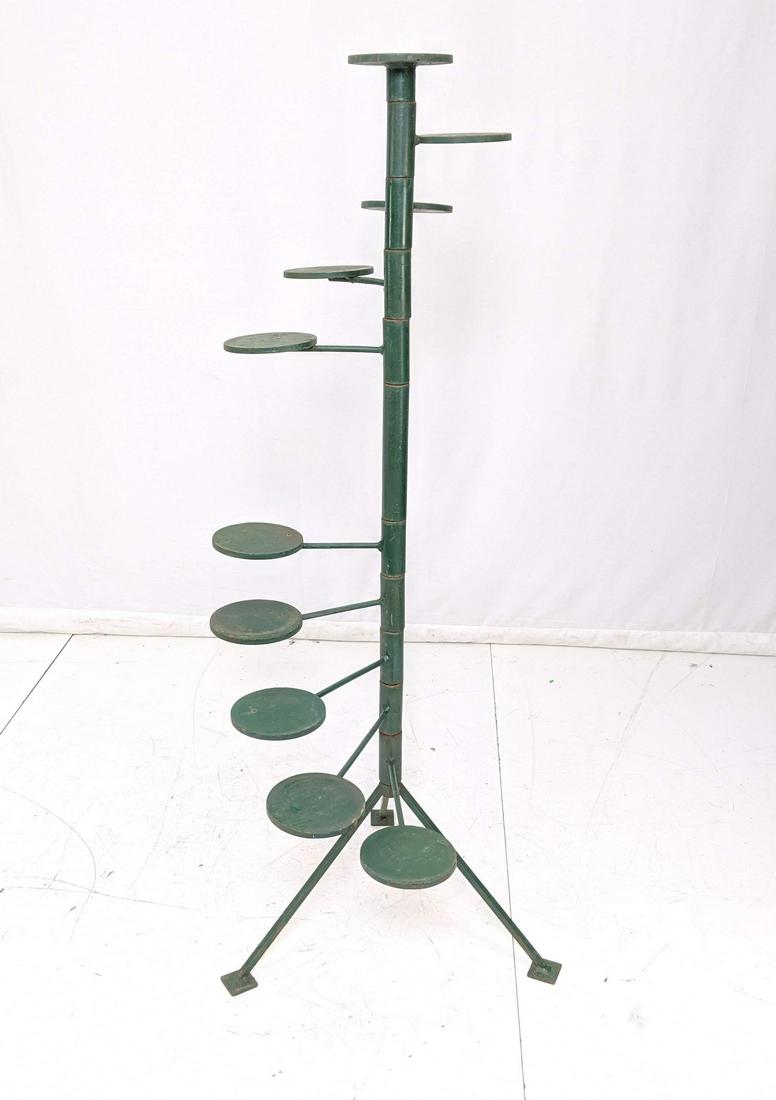 Tall Green Painted Metal Plant Stand. Stacked lay (1 of 7)