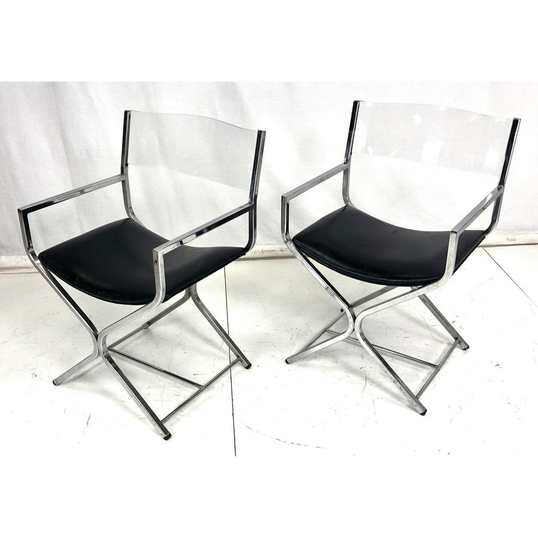 Pr Vintage Lucite Chrome Lounge Chairs. Director (1 of 9)