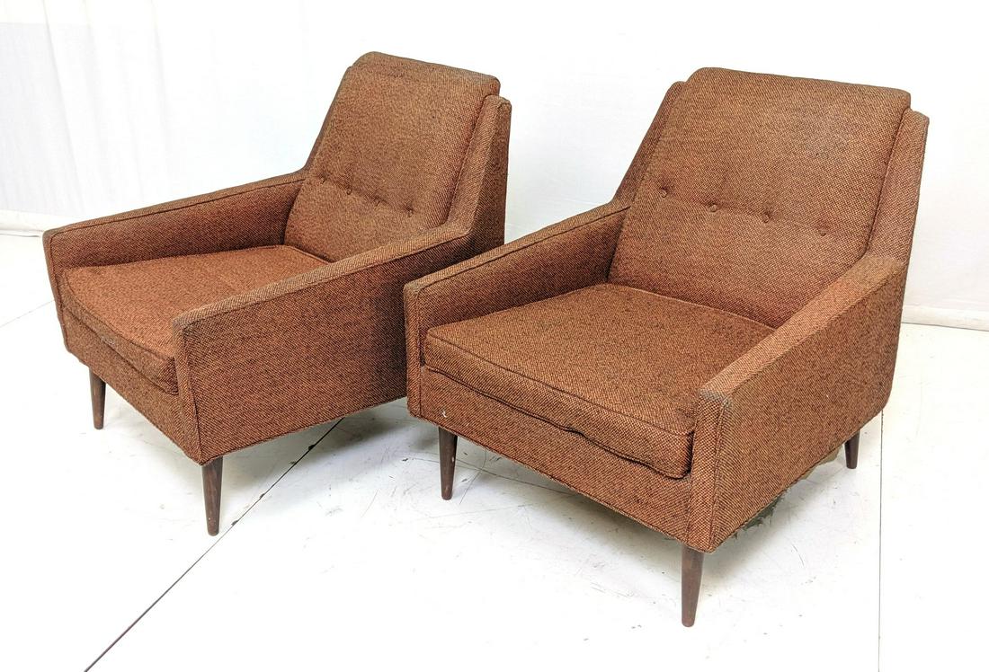 Pr Modernist Upholstered Lounge Chairs. Angled mo (1 of 10)
