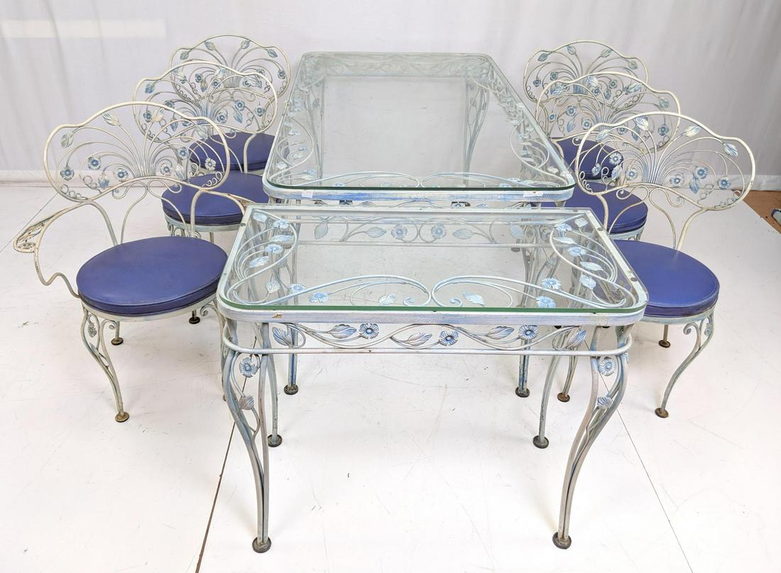 8pc Outdoor Iron Table, 6 Chairs & Server. Metal (1 of 14)