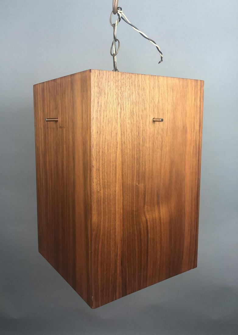 American Modern Walnut Square Hanging Pendant Lig (1 of 8)