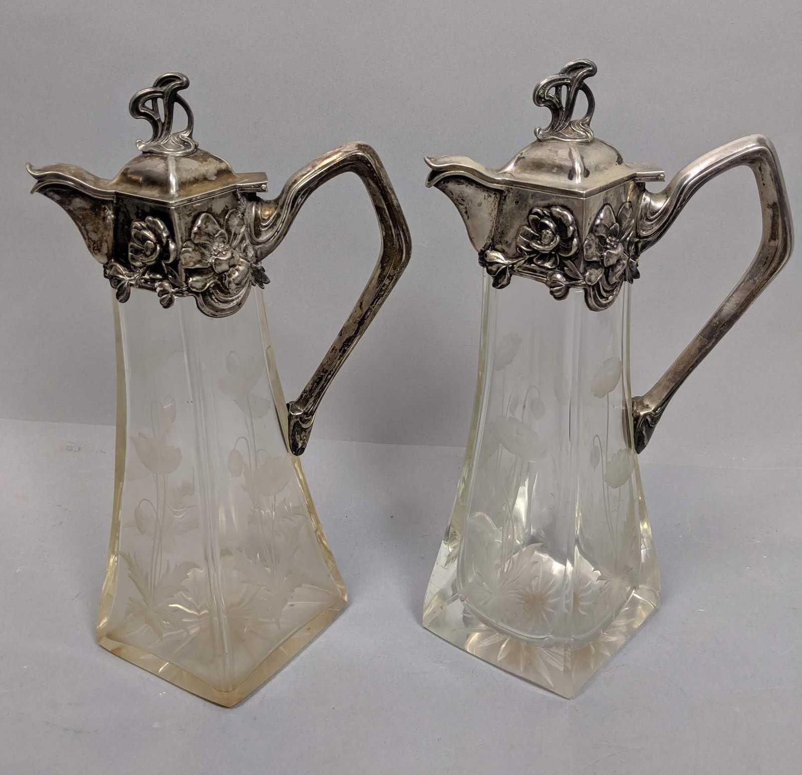 Pr 800 Silver EUGEN MARCUS Claret Pitchers. Art N (1 of 10)