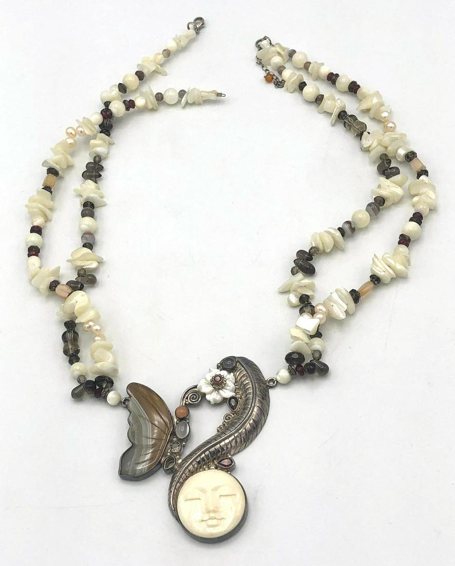 SAJEN Designer Carved moon Necklace. Elaborate Pe (1 of 15)