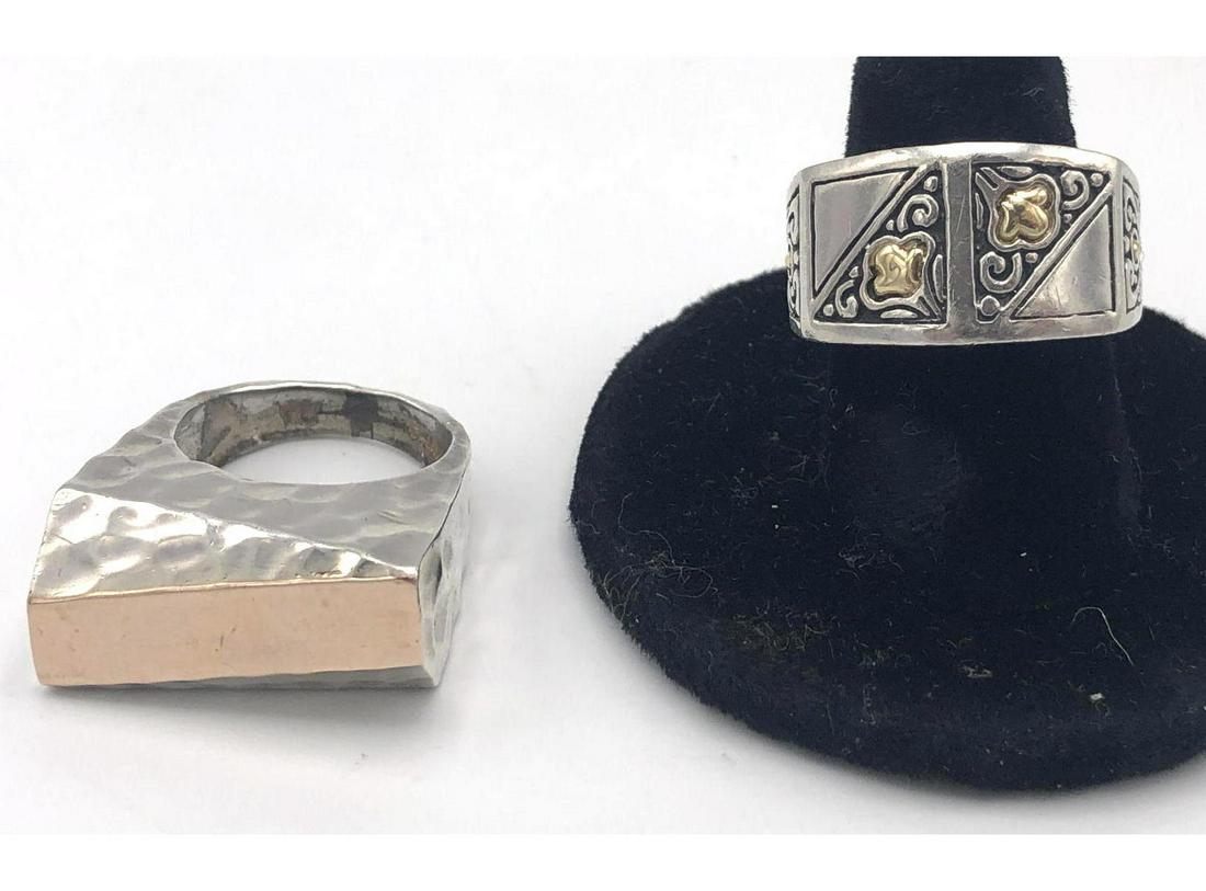2 Pc Sterling 18K Gold Designer Rings. (1) Hammer (1 of 11)
