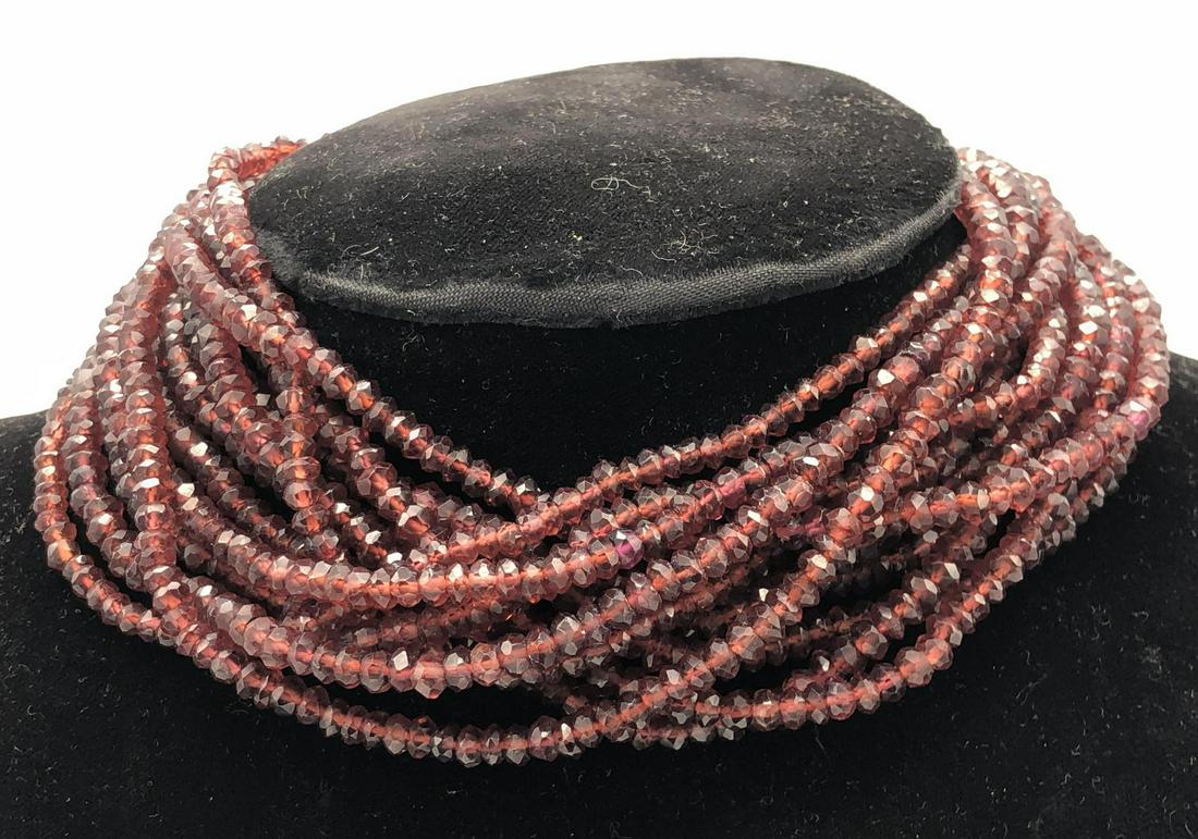 12 Strand M+J SAVITT Sterling Garnet Bead Necklac (1 of 6)