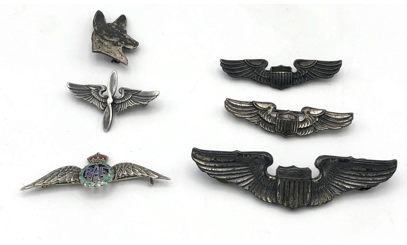 6 Pc Mostly Military Silver or Sterling Pin Lot. (1 of 13)