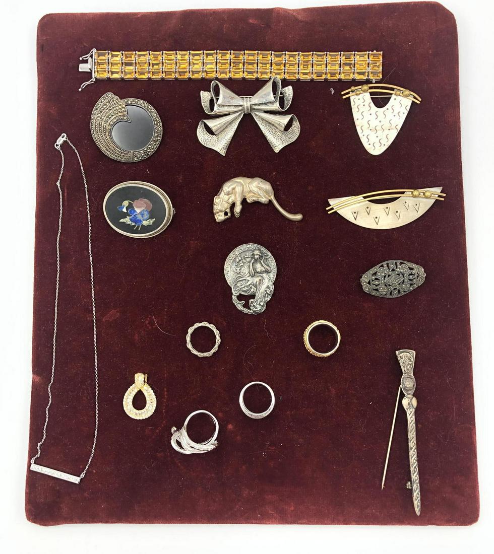 16 Pc Sterling Silver Lot. Sterling Faceted Gold (1 of 20)