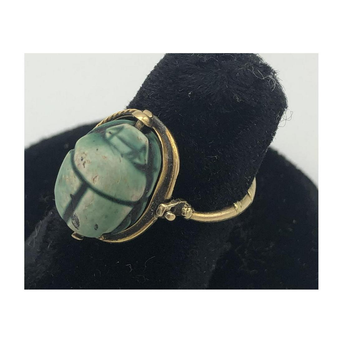Antique Faience Scarab Gold Ladies Ring. Gold Lad (1 of 8)