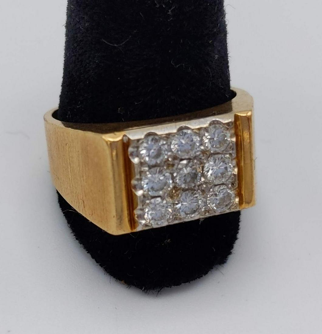14K Gold Mans Diamond Ring. 9 small diamonds. Mar (1 of 6)