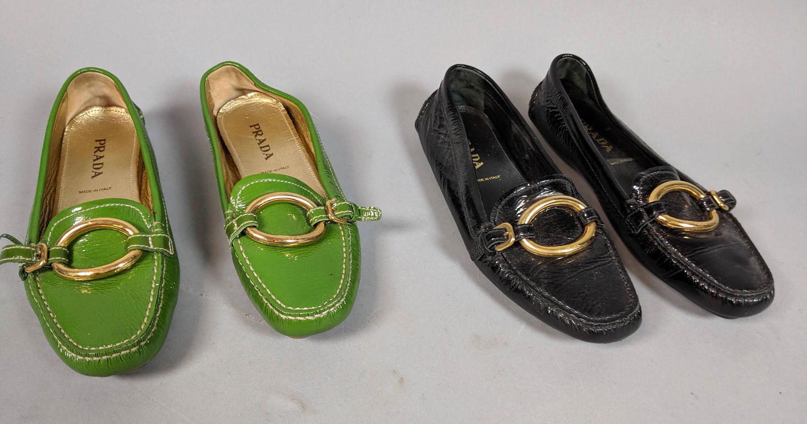 2 Pair PRADA Patent Leather Driving Loafers Shoes (1 of 18)