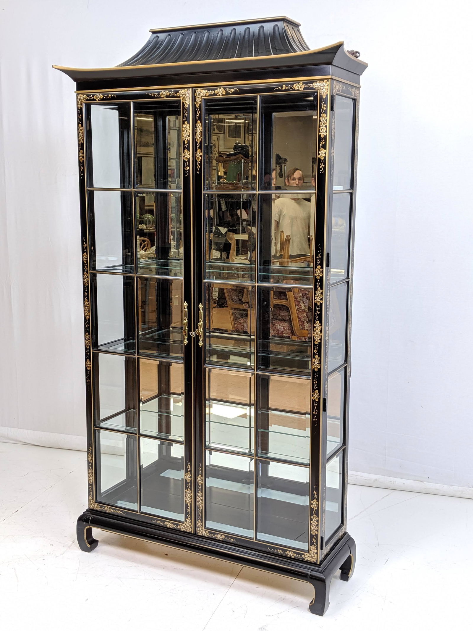 Black Lacquer Asian Inspired Curio Cabinet 2 Doo Sep 10 2019