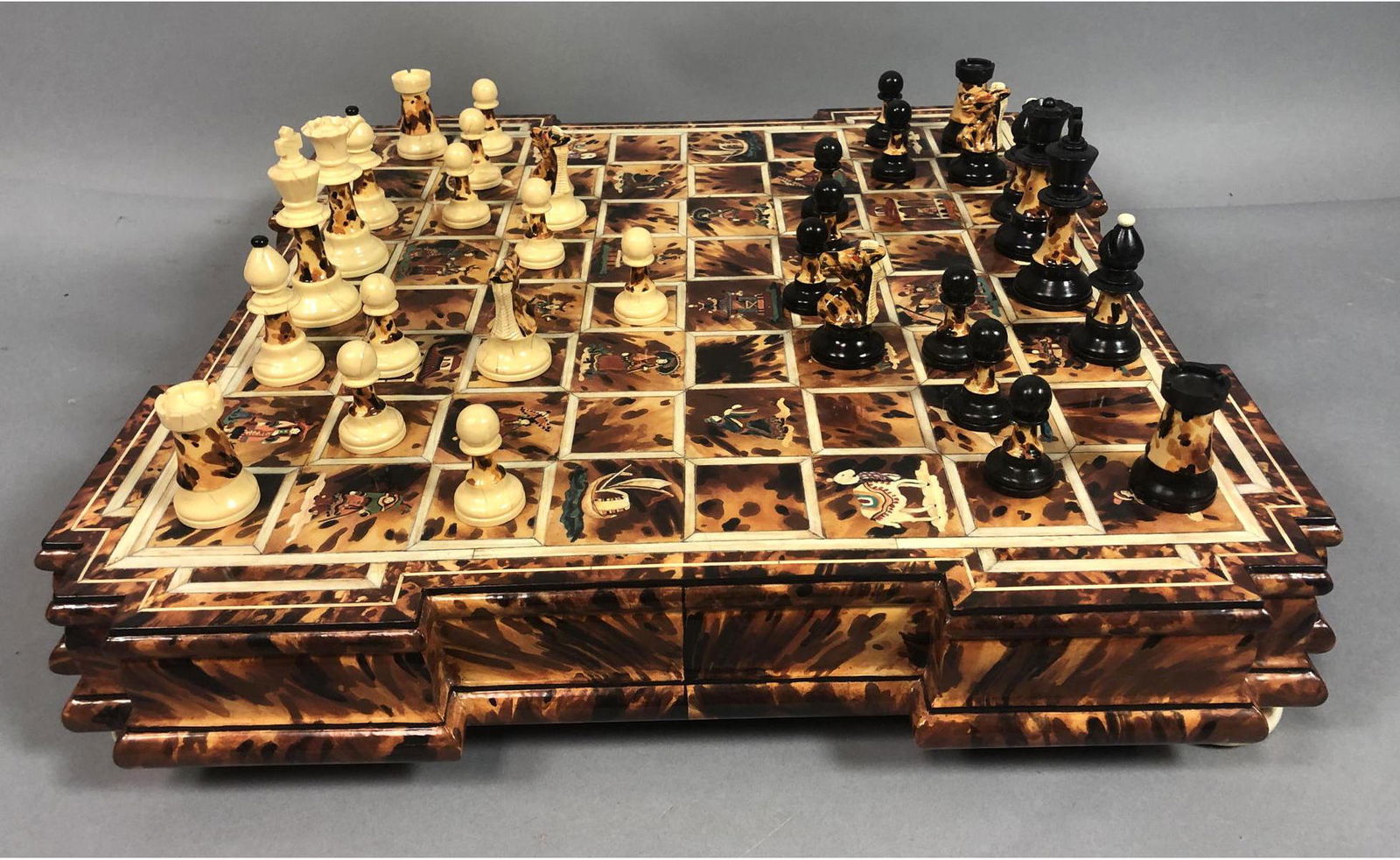 Decorator Chess Board Chess Set. Lacquered Inlaid (1 of 12)