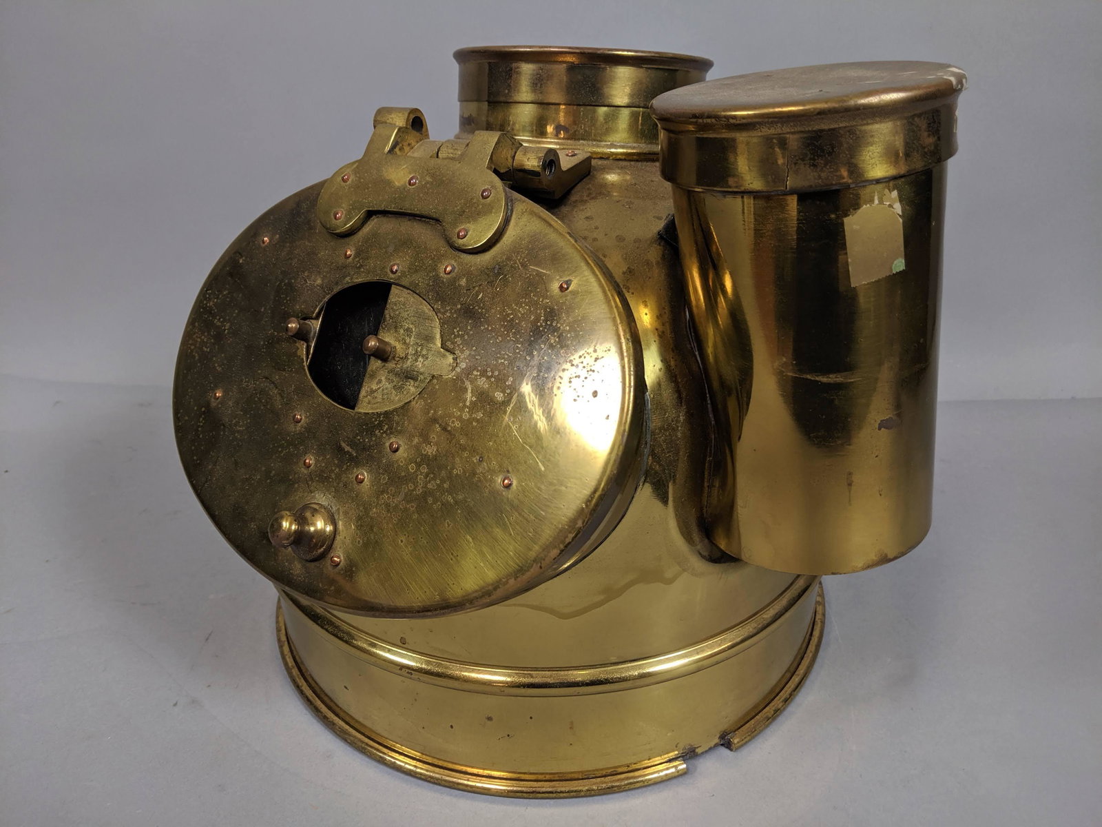 Antique Brass Binnacle Cap. Missing back element. (1 of 8)
