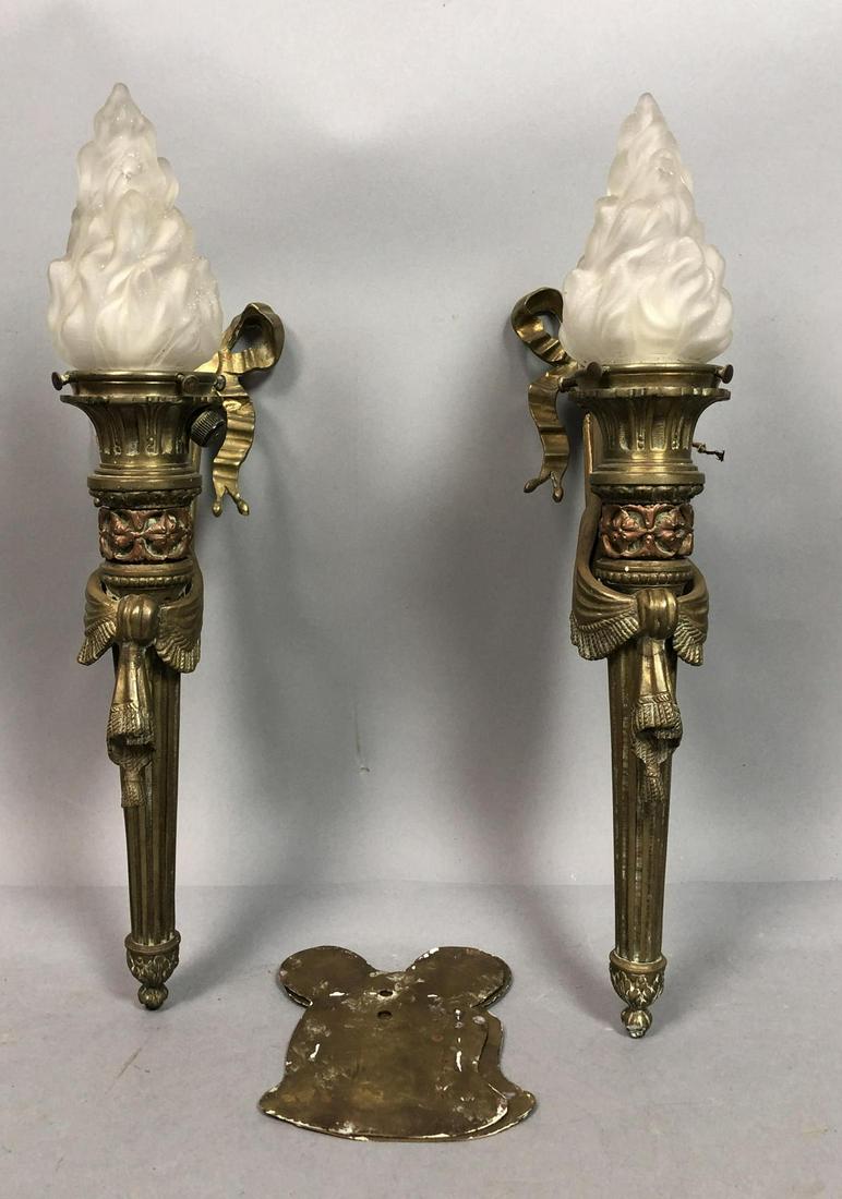 Antique Torch Wall Sconces. Flame form frosted gl (1 of 12)