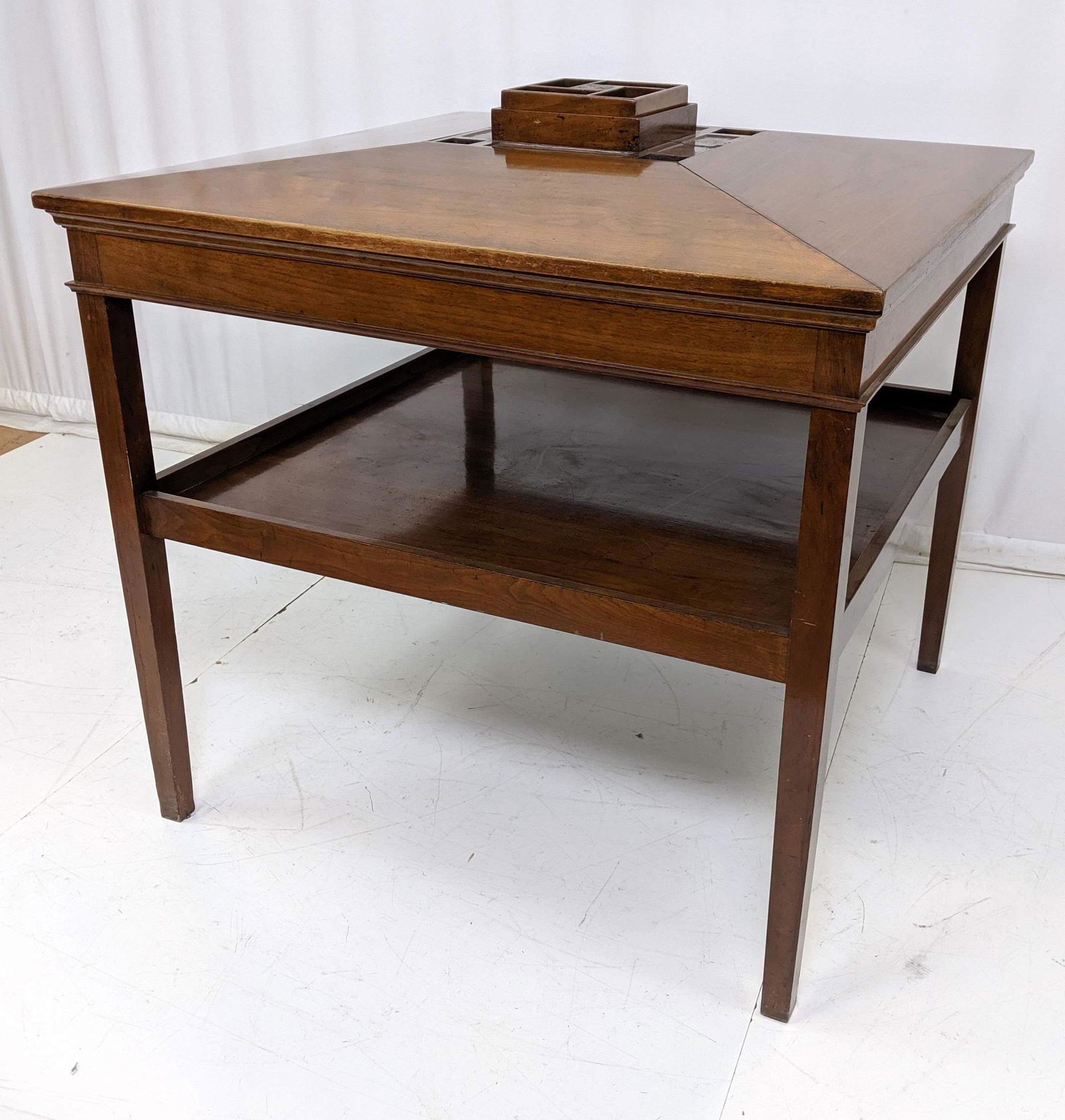 Antique 2 Tier Table Banker S Desk Slanted Top W