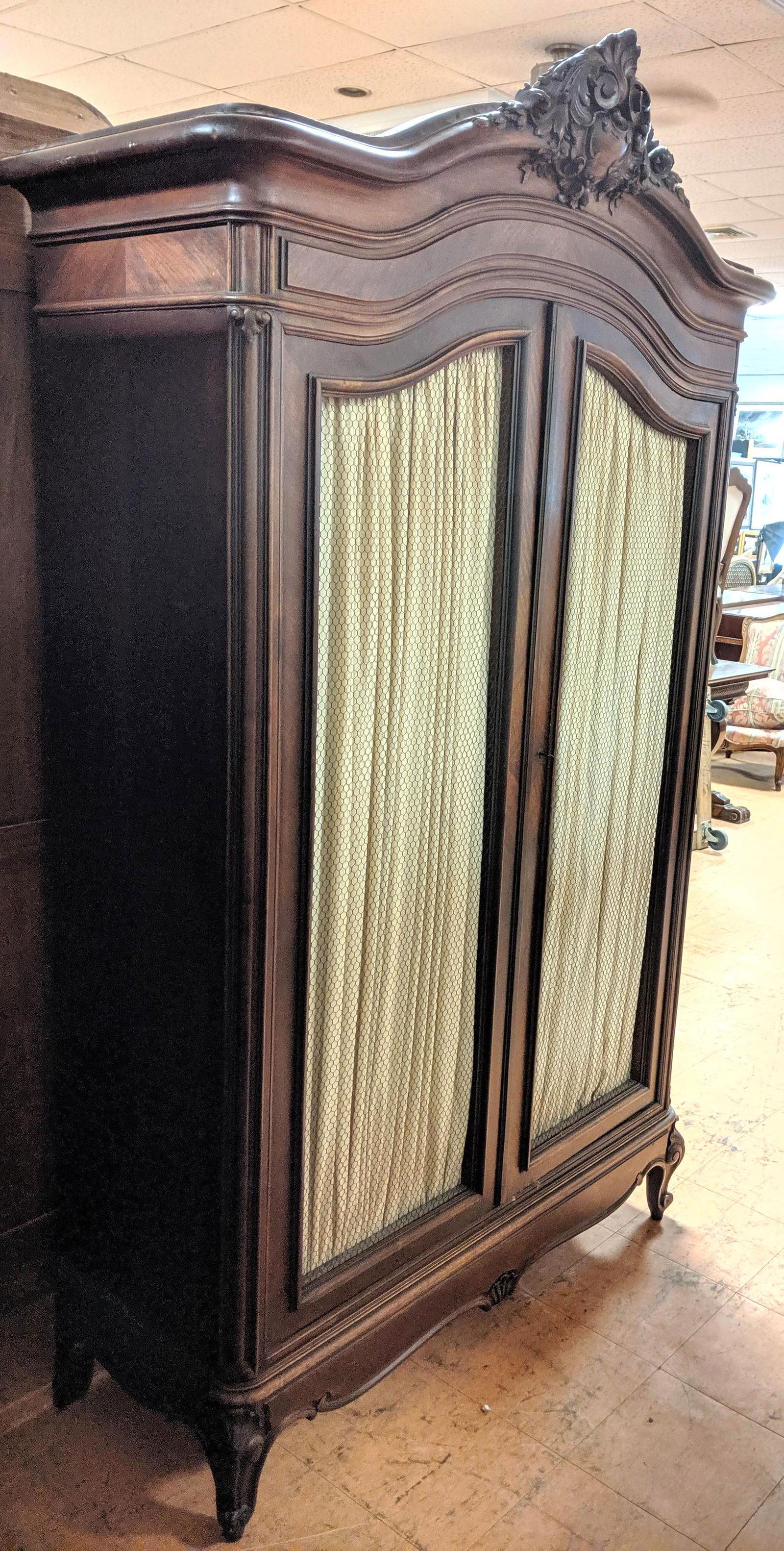 Antique 2 Door French Armoire Wire French Doors w (1 of 6)