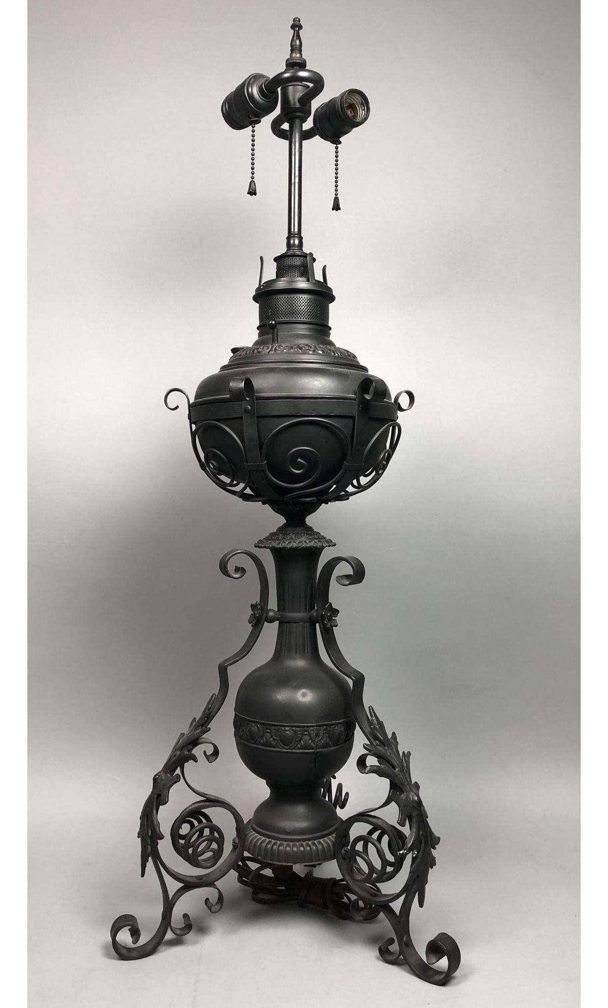Vintage Black Metal Electric Lamp in Oil Lamp For (1 of 17)