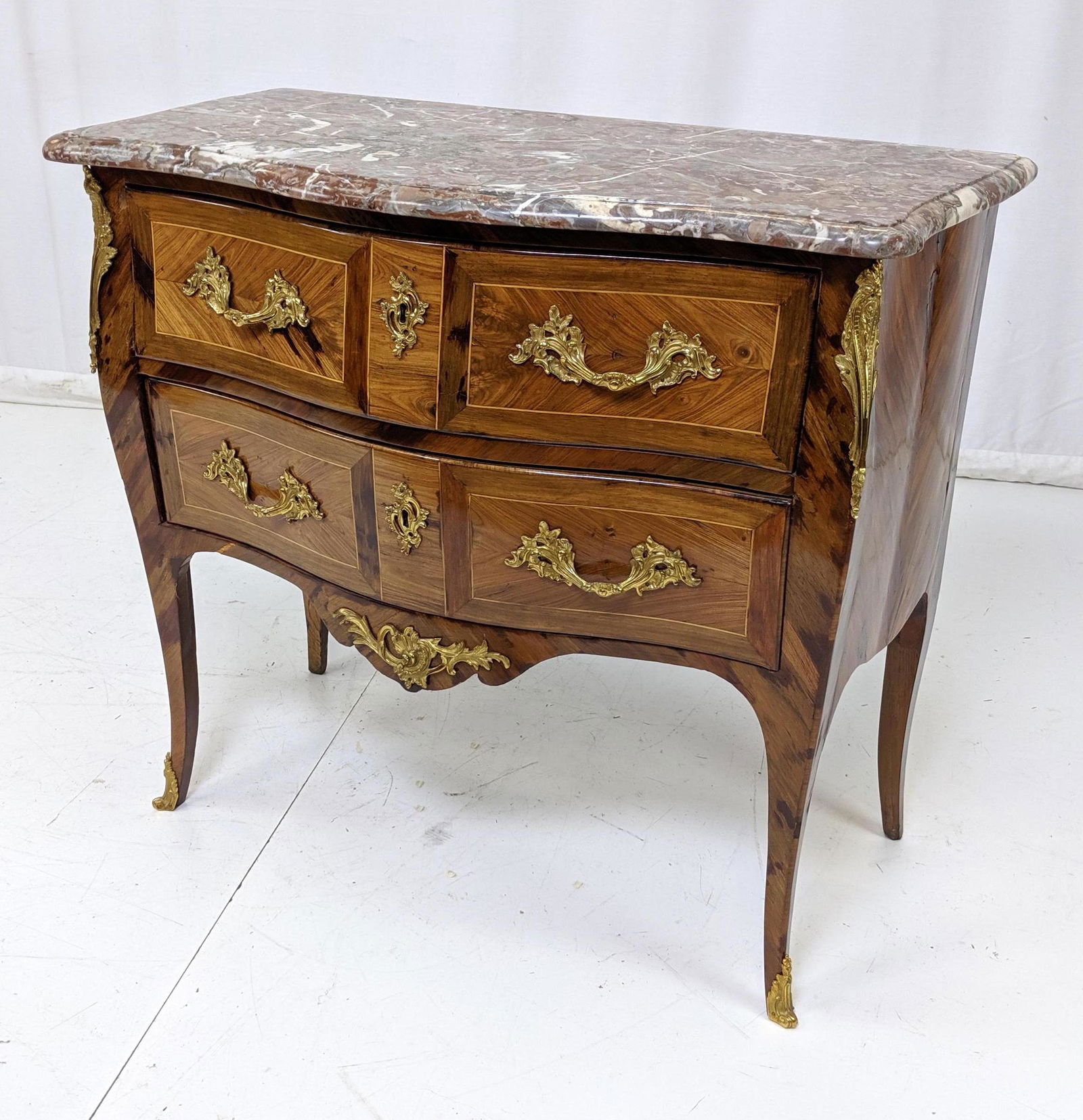 Vintage French 2 Drawer Marble Top Chest. Brass h (1 of 13)