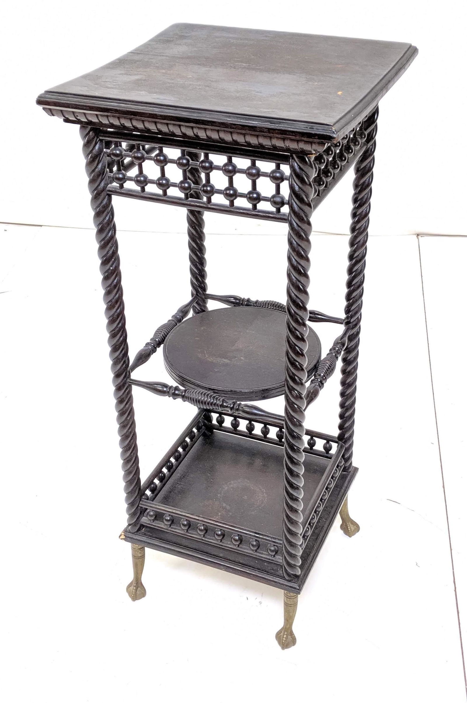 Victorian Pedestal 3 Tier Plant Stand. stick and (1 of 9)