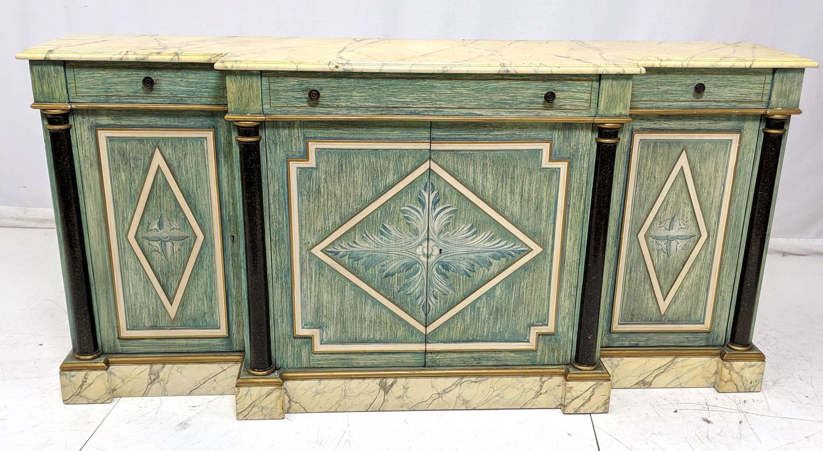 Decorator Painted Sideboard Credenza. Painted blu (1 of 8)