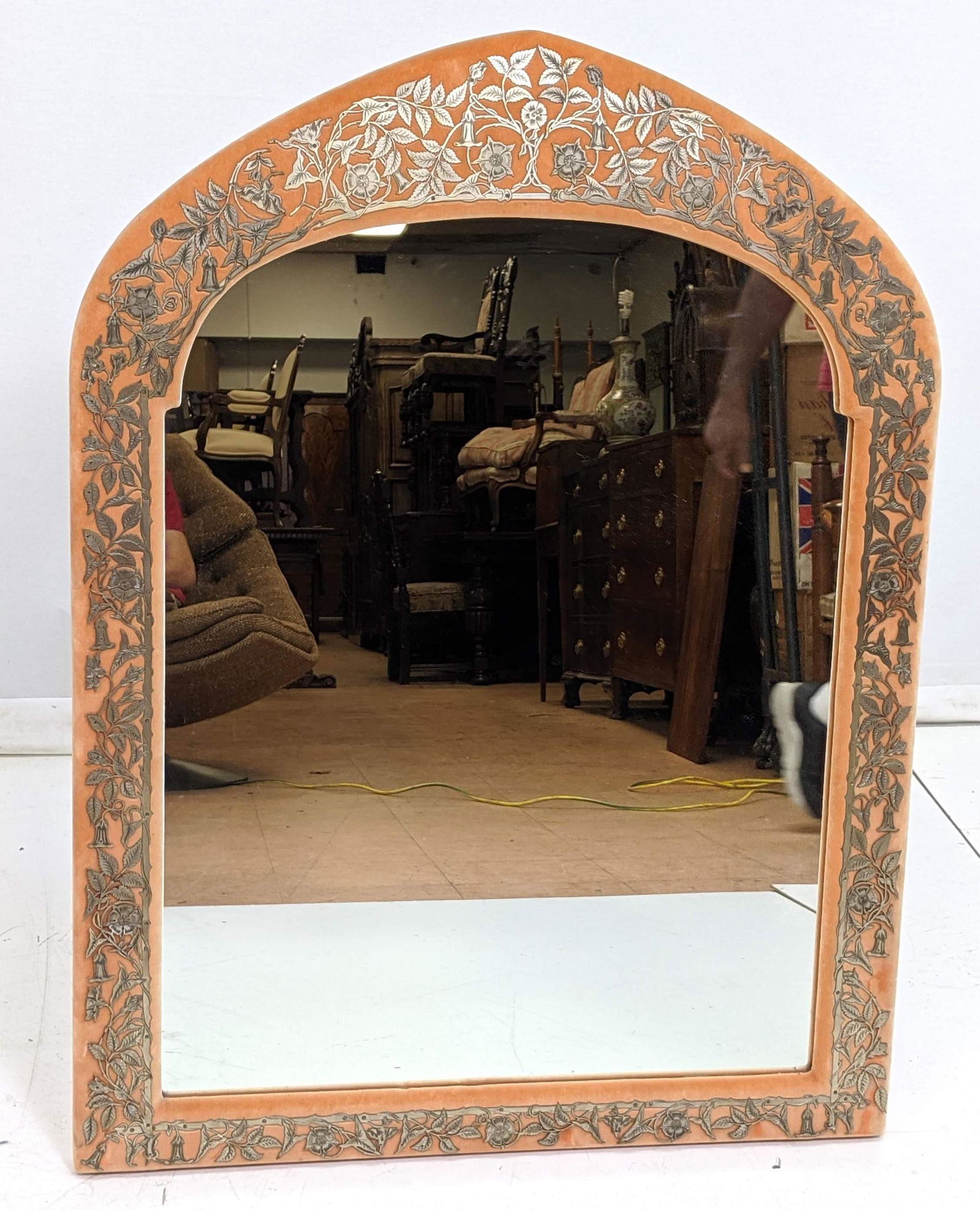 Vintage Decorator Wall Mirror with Velvet Covered (1 of 10)