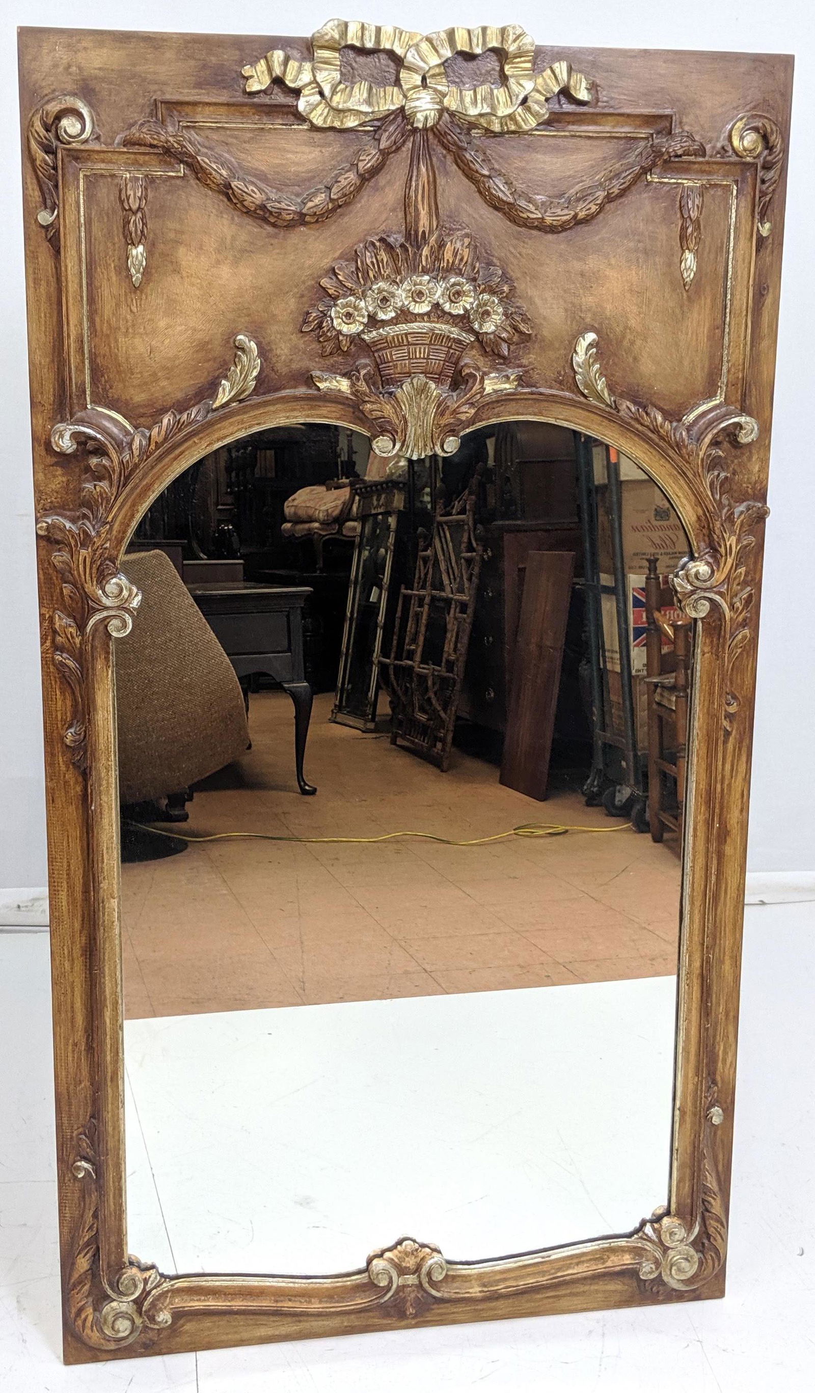 Decorator Wall Mirror Painted Brown Wood with Gol (1 of 8)