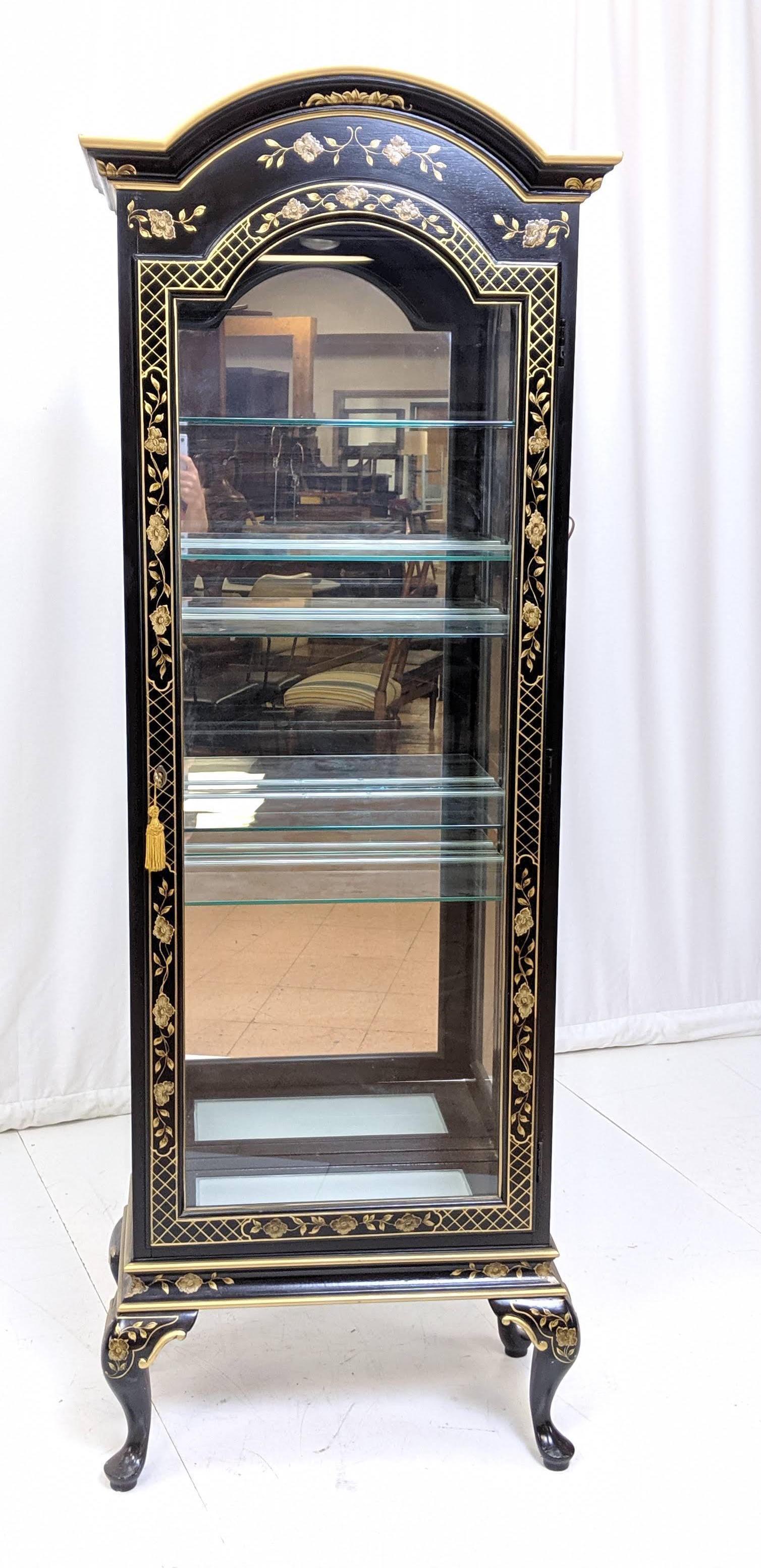 Decorator Painted Black Gold Curio Cabinet On Q Sep 10 2019