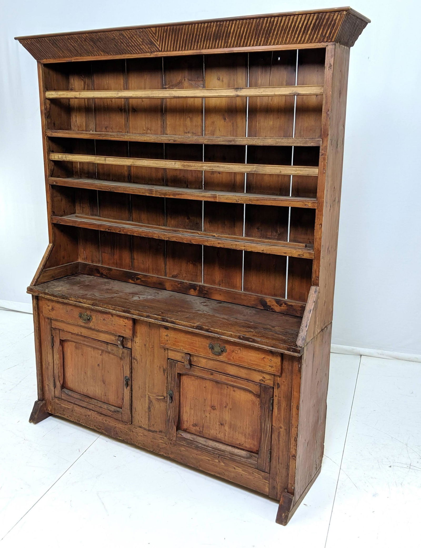 Antique Primitive Country Pewter Cabinet. 2 Piece (1 of 11)