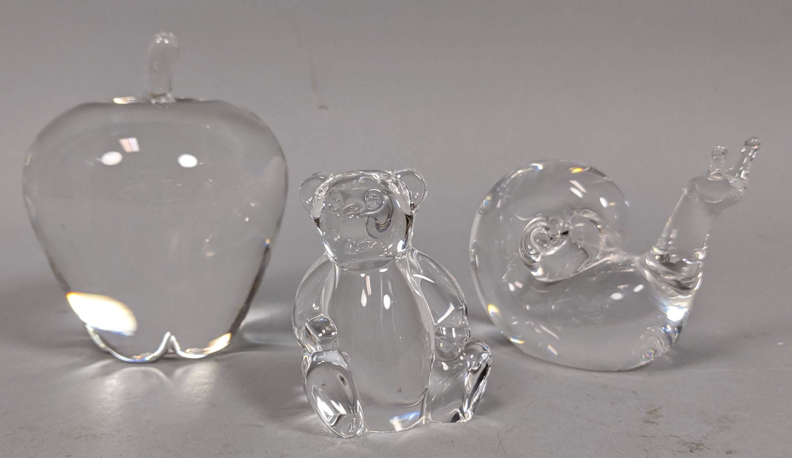 3pc STEUBEN Figural Glass Sculptures. Apple, bear (1 of 14)