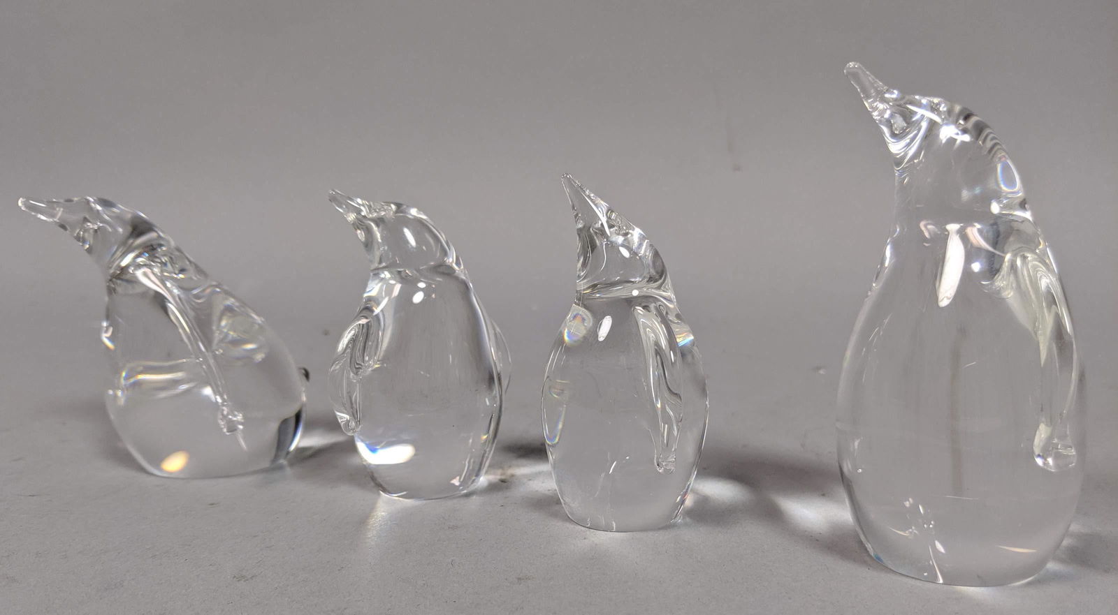4pc STEUBEN Glass Figural Penguin Sculptures. (1 of 6)