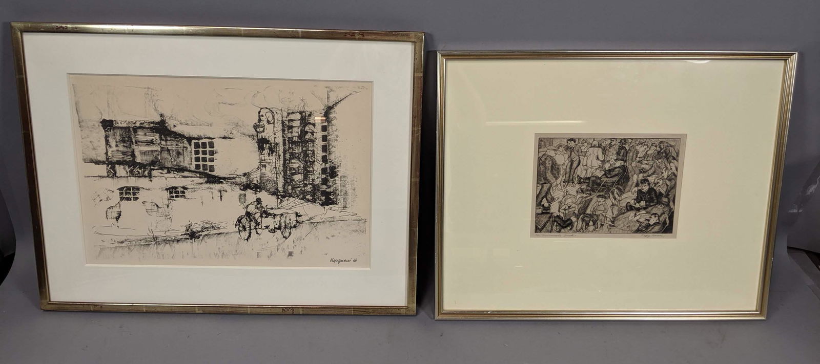 2pc Pencil Signed Etchings PEGGY BACON "Promenade (1 of 13)